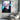Large Gojo anime acrylic glass wall art, mounted on modern grey wall, as living room decor.