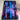 Acrylic print of a colorful neon cityscape with shiny and vibrant colors, on a modern table.