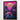 Purple and pink canvas print hanging on a white wall showing its bright colors.